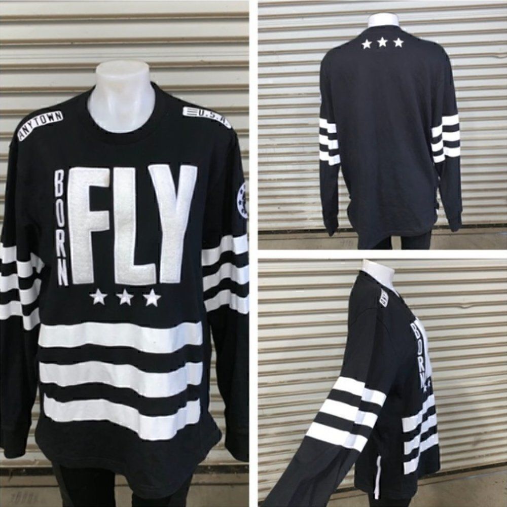 Born Fly black and white graphic sweatshirt